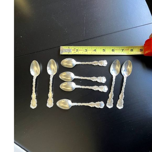 Vintage Antique Louis XV Pattern by Whiting sterling silver spoons, 8 spoons - Picture 2 of 3